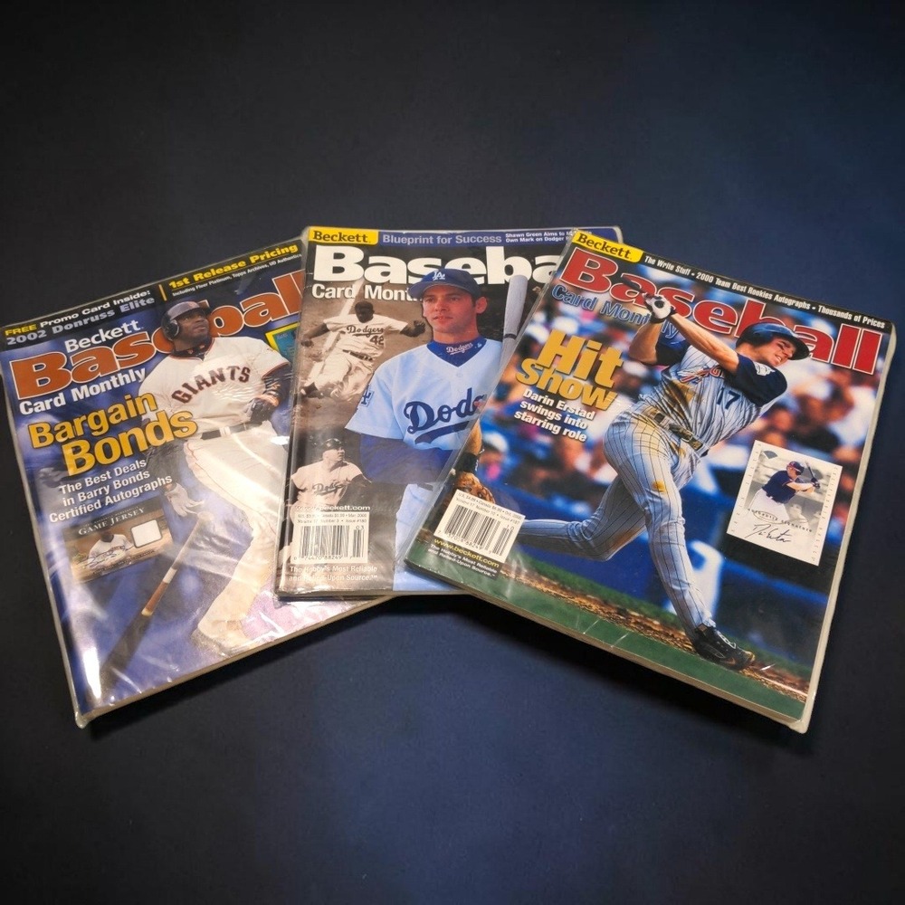 VTG 2000-2002 Beckett Baseball Card Monthly Magazine Lot‎ 3 Barry Bonds Erstad
